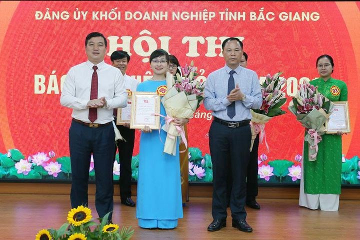 Hội thi báo cáo viên giỏi Đảng bộ Khối DN tỉnh Thí sinh Nguyễn Thị Hòa giành giải Nhất