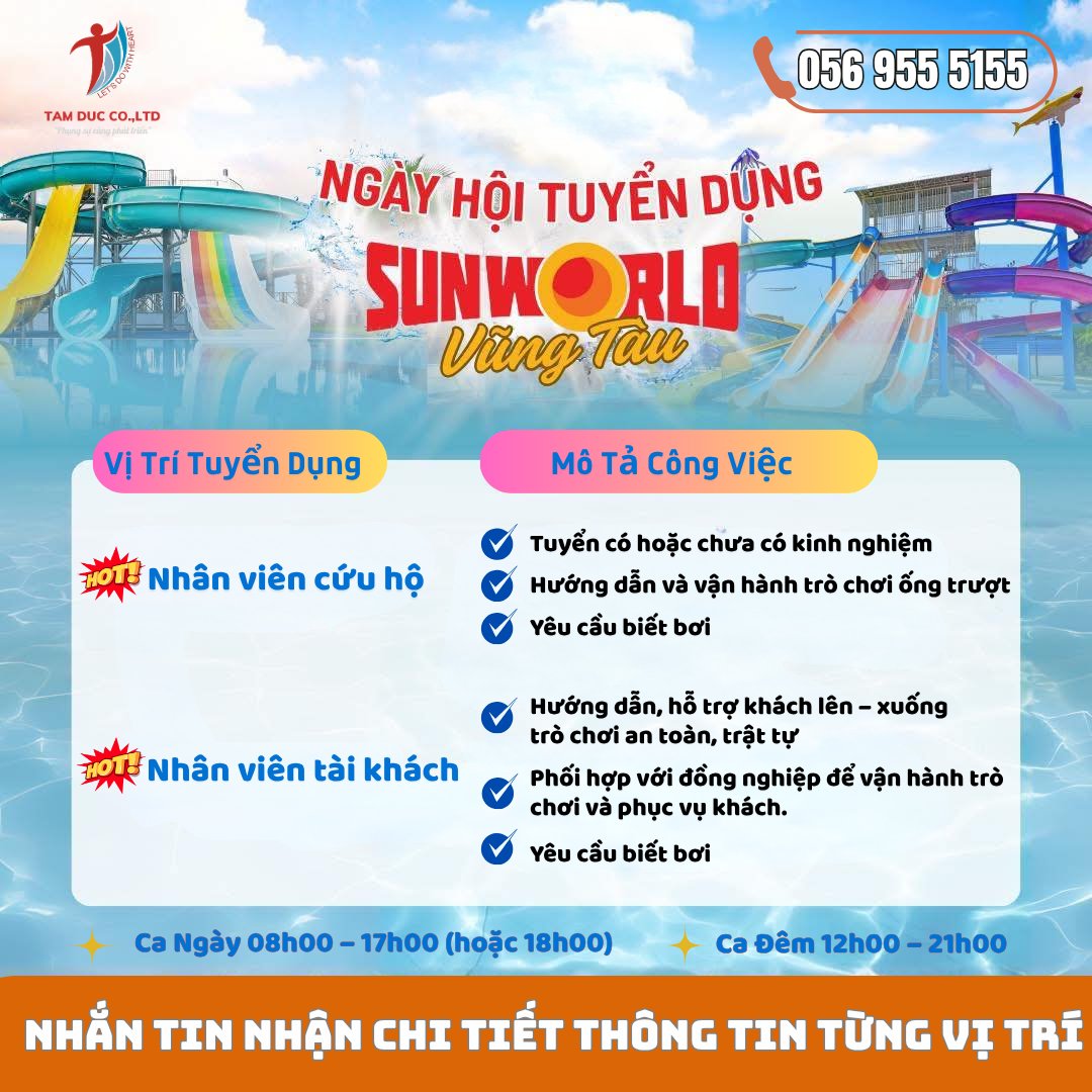 TUYỂN DỤNG NHÂN SỰ LÀM VIỆC TẠI SUN WORLD VŨNG TÀU 